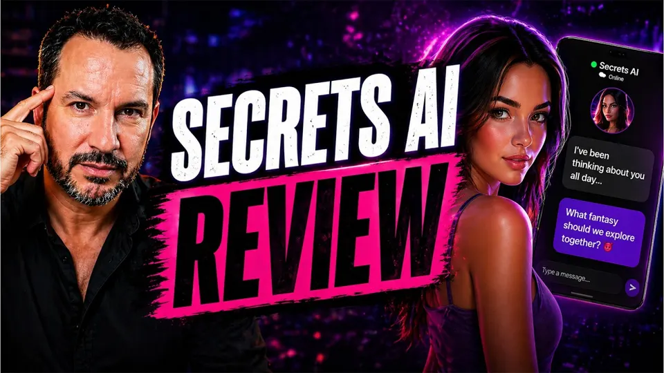 Thumbnail van de YouTube-video “Secrets AI Review: I tested it so you don't have to” (kanaal AI Girlfriend Decoded)